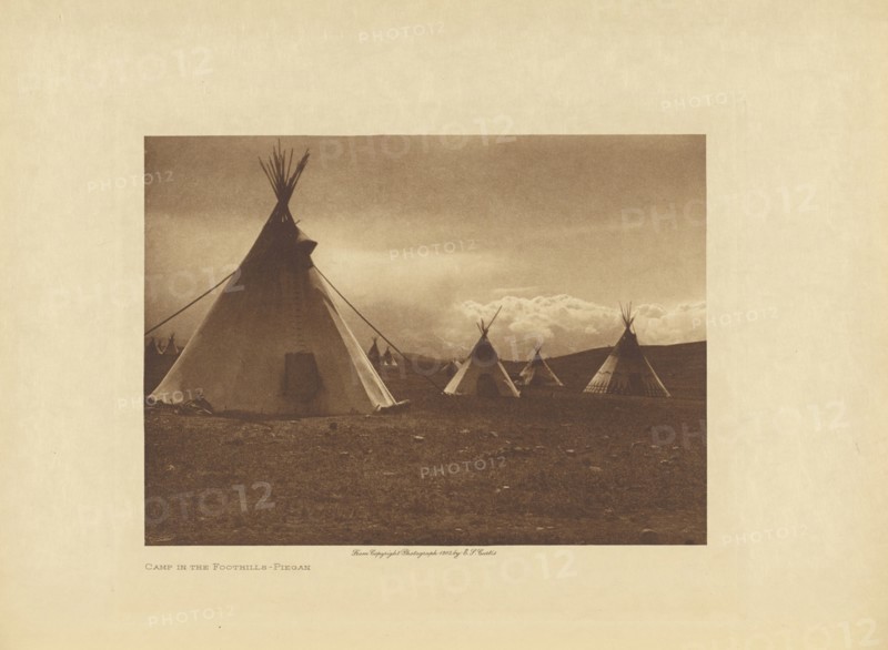 Camp in the Foot-hills - Piegan; Edward S. Curtis, American, 1868 - 1952, Seattle, Washington, United States; negative 1905