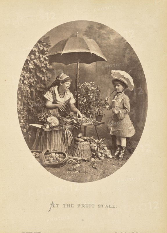 At the fruit stall; Friedrich Bruckmann, German, 1814 - 1898, Munich, Germany, Europe; before December 1882; Woodburytype