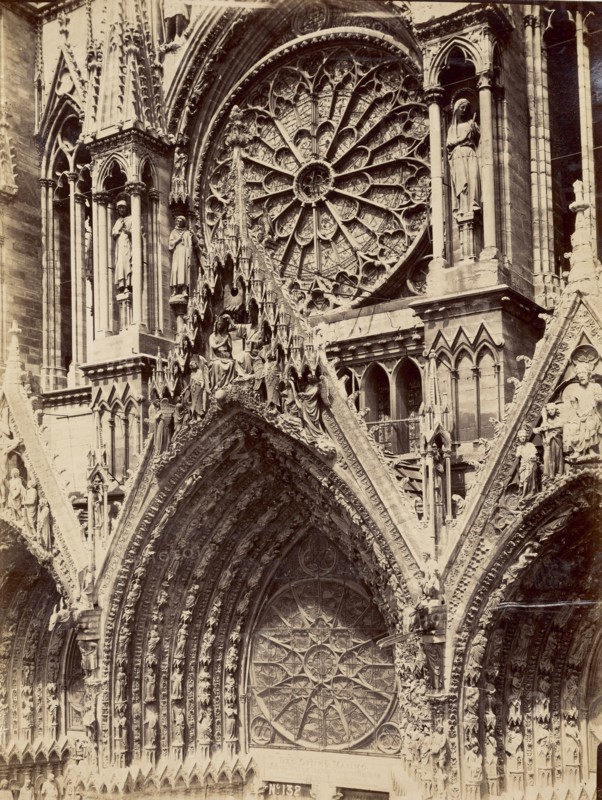 Reims Cathedral, Central Arch West Doorway; Reims, France; 1870s - 1880s; Albumen silver print