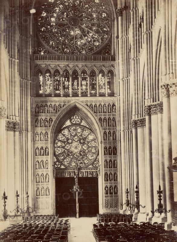 Reims Cathedral, West Door, from interior; Reims, France; 1870s - 1880s; Albumen silver print