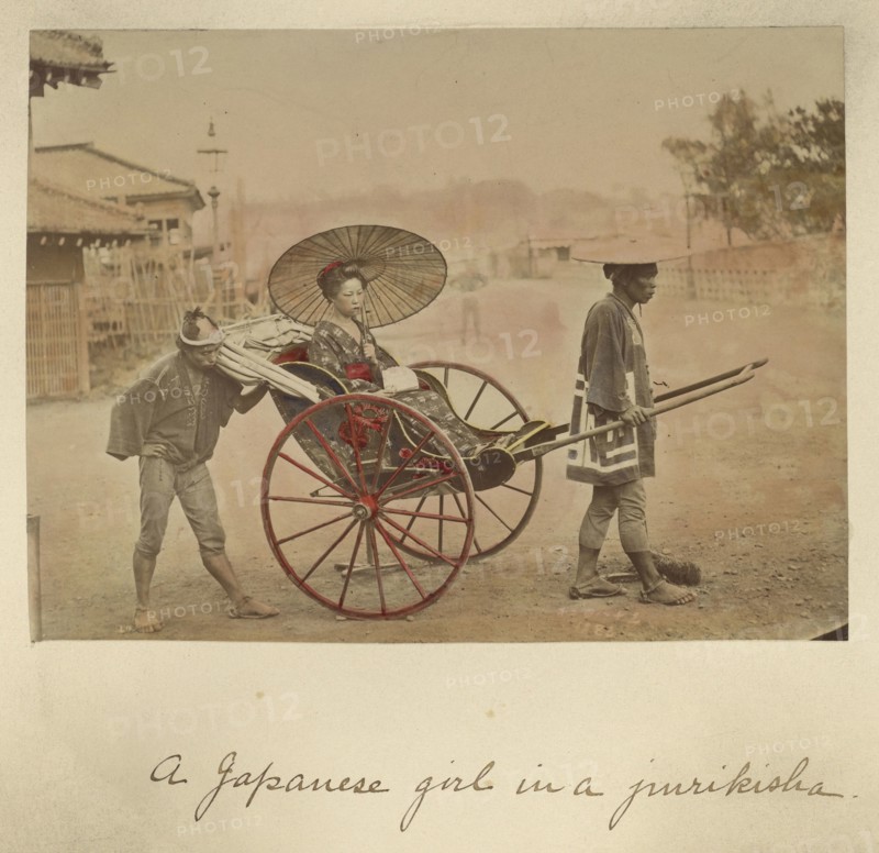 A Japanese girl in a jurikisha; Shinichi Suzuki, Japanese, 1835 - 1919, Japan; about 1873 - 1883; Hand-colored Albumen silver