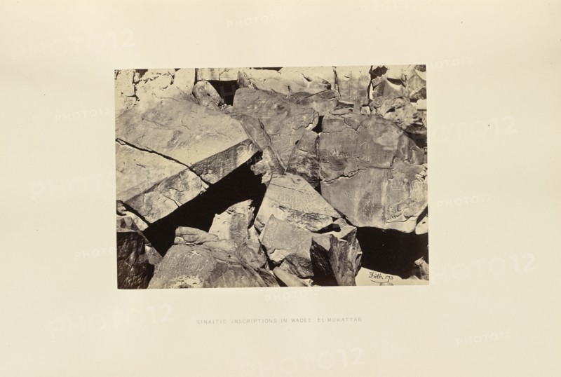 Sinaitic Inscriptions in Wadee El-Mukattab; Francis Frith, English, 1822 - 1898, Sinai; 1858; Albumen silver print
