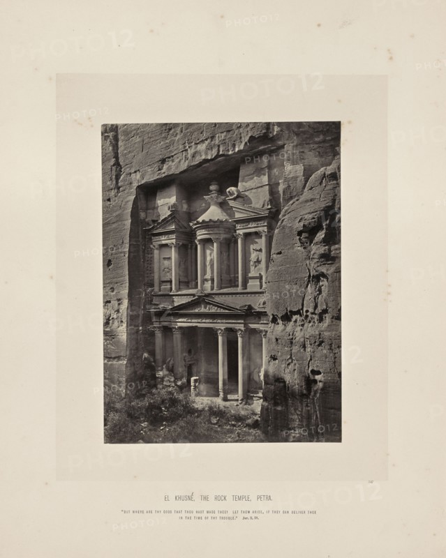 El Khusné, the Rock Temple, Petra; Francis Frith, English, 1822 - 1898, Petra, Jordan; about 1865; Albumen silver print