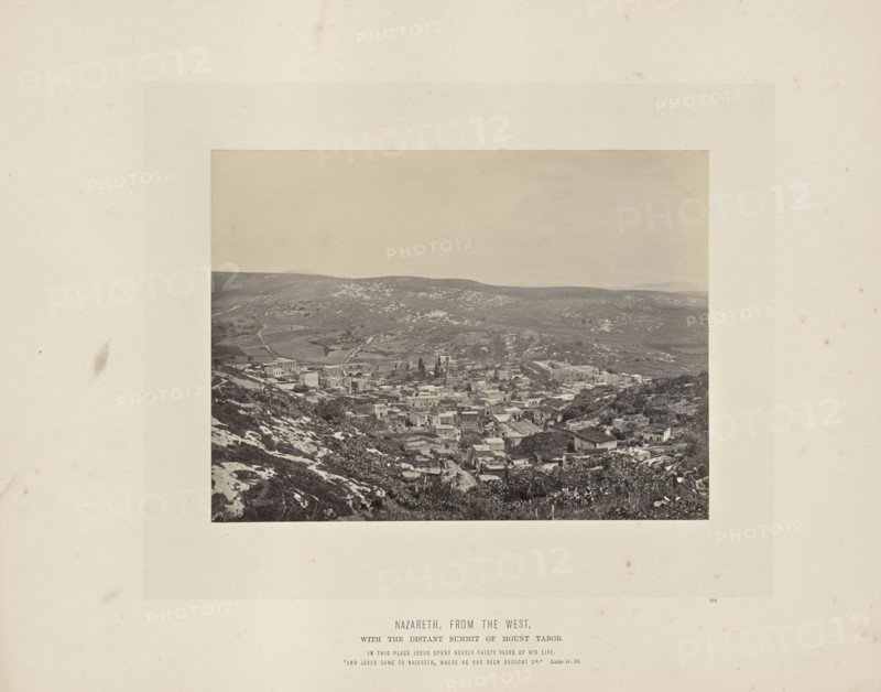 Nazareth, From the West, with the Distant Summit of Mount Tabor; Francis Frith, English, 1822 - 1898, Nazareth, Palestine