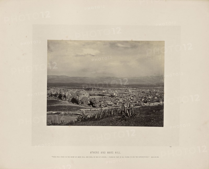 Athens and Mars Hill; Francis Frith, English, 1822 - 1898, Athens, Greece; about 1865; Albumen silver print