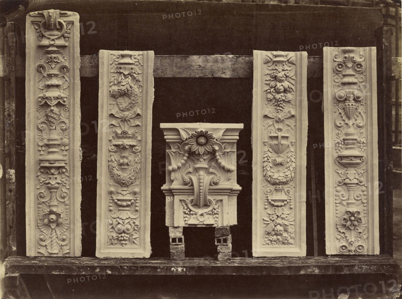 Pilastres du grand foyer. Arabesques et chapiteau; Louis-Émile Durandelle, French, 1839 - 1917, Paris, France; about 1875