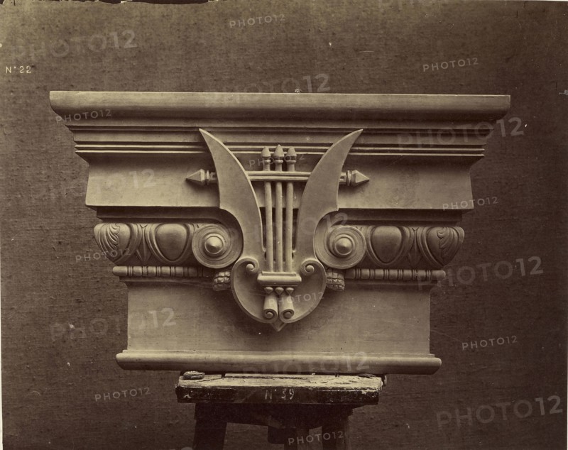 Chapiteau des pilastres du grand escalier; Louis-Émile Durandelle, French, 1839 - 1917, Paris, France; about 1875; Albumen