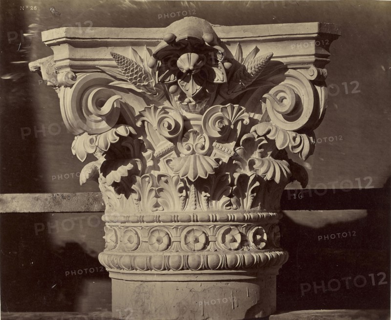 Chapiteau des colonnes du grand foyer; Louis-Émile Durandelle, French, 1839 - 1917, Paris, France; about 1875; Albumen silver