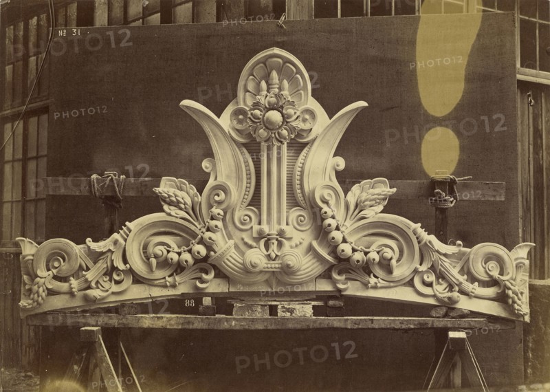 Amortissement des frontons des pavillons. Facade principale; Louis-Émile Durandelle, French, 1839 - 1917, Paris, France