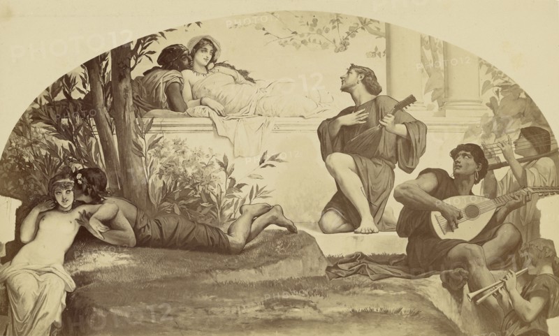 La Musique amoureuse; Louis-Émile Durandelle, French, 1839 - 1917, Paris, France; about 1875; Albumen silver print