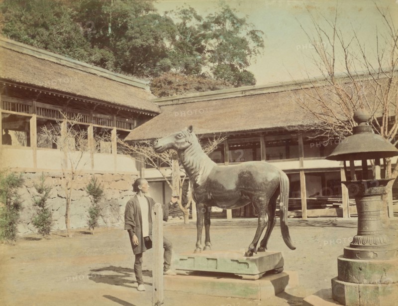 Bronze Horse Belonging to Suva Temple, Nagasaki; Attributed to Kusakabe Kimbei, Japanese, 1841 - 1934, active 1880s - about 1912