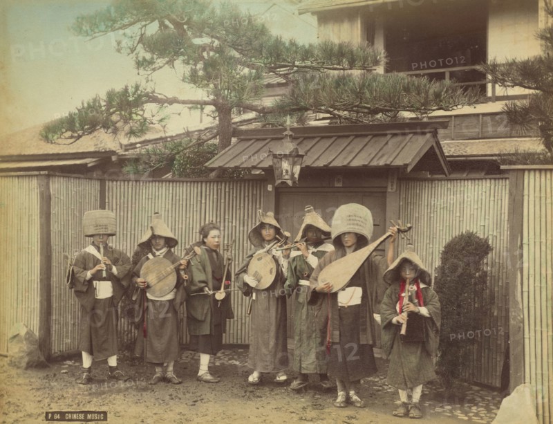 Japanese Musicians; Attributed to Kusakabe Kimbei, Japanese, 1841 - 1934, active 1880s - about 1912, Japan; 1870s - 1890s