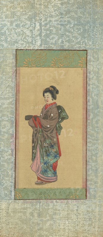 Geisha; Japan; 1870s - 1890s; Watercolor; 11 x 5.7 cm, 4 5,16 x 2 1,4 in