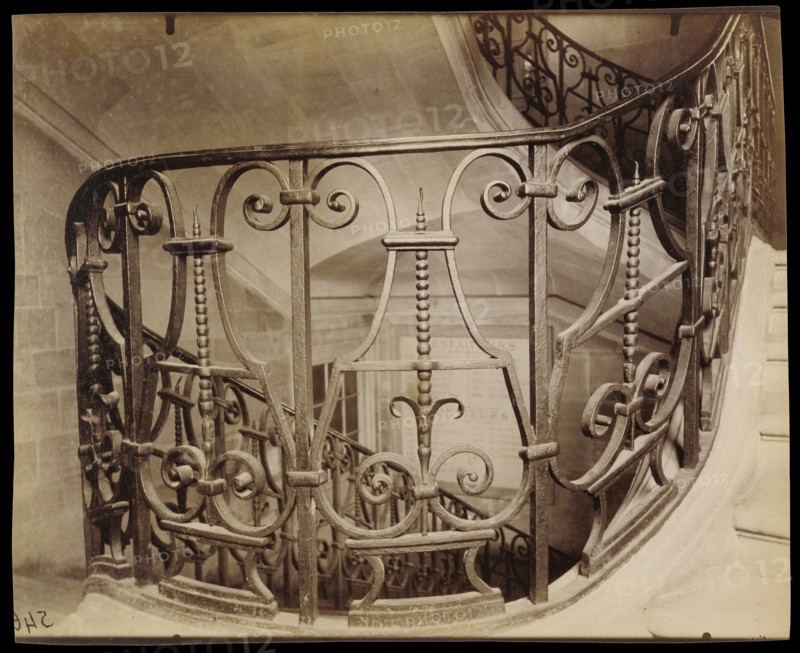 Staircase, rue Saint-Jacques 254; Eugène Atget, French, 1857 - 1927, Paris, France; 1907 - 1908; Albumen silver print