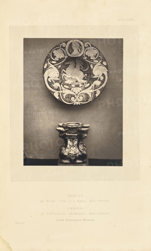 Plate and salt cellar; William Chaffers, British, active 1870s, London, England; 1872; Woodburytype; 12.1 × 9.4 cm