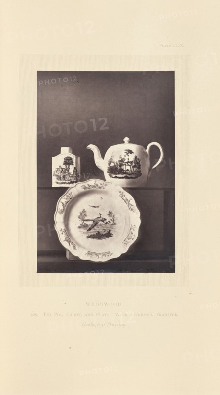 Tea pot, caddy, and plate; William Chaffers, English, 1811 - 1892, London, England, Europe; 1871; Woodburytype; 11.9 x 8.2 cm