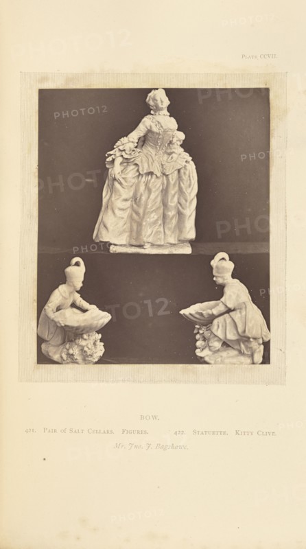Pair of salt cellars and statuette; William Chaffers, English, 1811 - 1892, London, England, Europe; 1871; Woodburytype