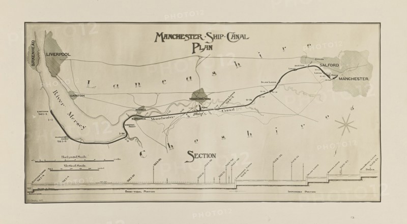Key Plan of Line of Canal; G. Herbert & Horace C. Bayley; Manchester, England; 1894; Gelatin silver print; 12.6 × 24.8 cm