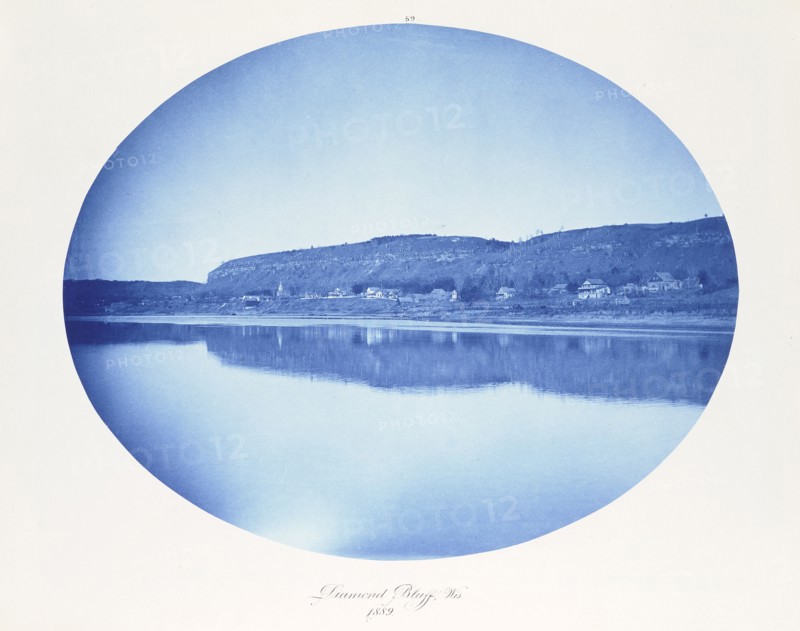 Diamond Bluff, Wisconsin; Henry P. Bosse, American, 1844 - 1903, Wisconsin, United States; 1889; Cyanotype; 26.4 x 33.3 cm