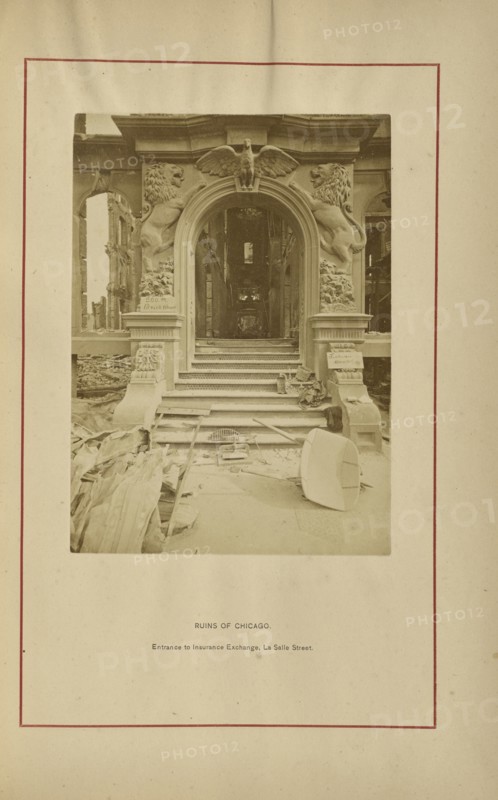 Entrance to Insurance Exchange, La Salle Street; George N. Barnard, American, 1819 - 1902, Chicago, Illinois, United States