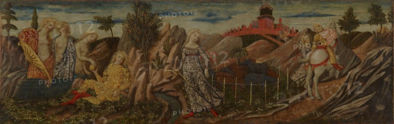 The Story of Oenone and Paris, center panel, Francesco di Giorgio Martini, Italian, Sienese, 1439 - 1501, 1460s; Tempera