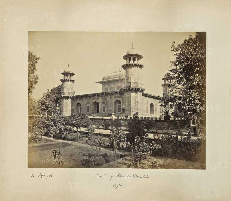 Agra; Mausoleum of Prince Etmad-Dowlah, from the Gate; Samuel Bourne, English, 1834 - 1912, Ä€gra, Uttar Pradesh, India, Asia