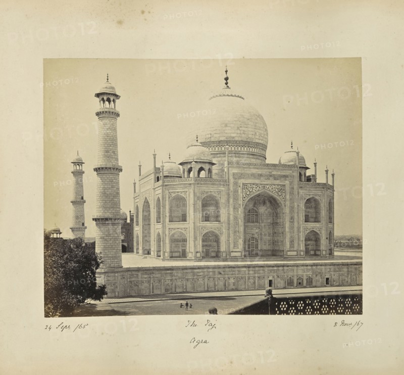 Agra; The Taj, from the Corner of the Quadrangle; Samuel Bourne, English, 1834 - 1912, Ä€gra, Uttar Pradesh, India, Asia