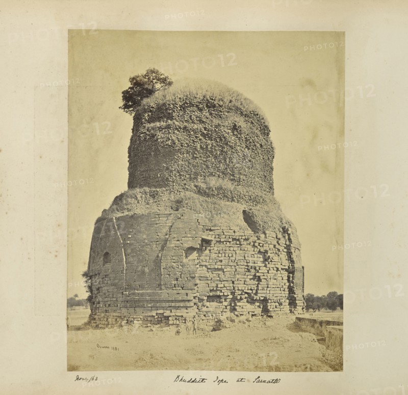 Benares; Ancient Buddhist tower at Sarnath; Samuel Bourne, English, 1834 - 1912, SÄrnÄth, Uttar Pradesh, India, Asia