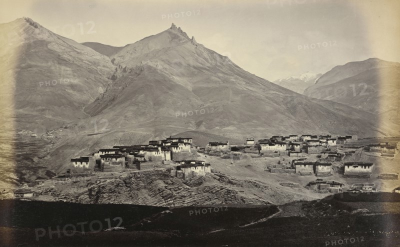 Spiti, The Village of Kibber with Chikin in Distance; Samuel Bourne, English, 1834 - 1912, India; 1866; Albumen silver print