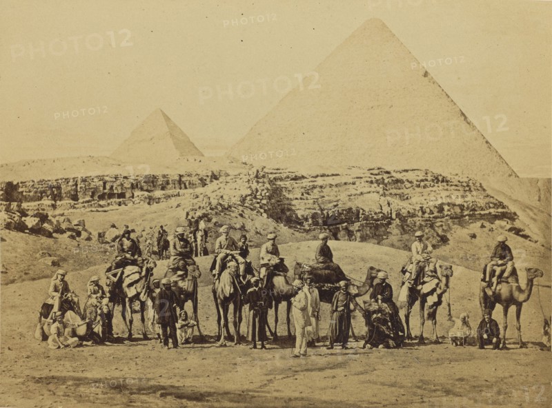 Gîzeh, Egypt, The Departure of H.R.H. the Prince of Wales and Suite from the Pyramids; Francis Bedford, English, 1815,1816