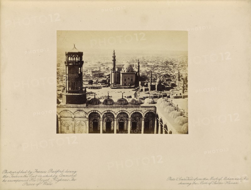 Cairo, Egypt, View from the Mosk of Mohammed Ali, Showing the Mosk of Sultan Hassan; Francis Bedford, English, 1815,1816 - 1894