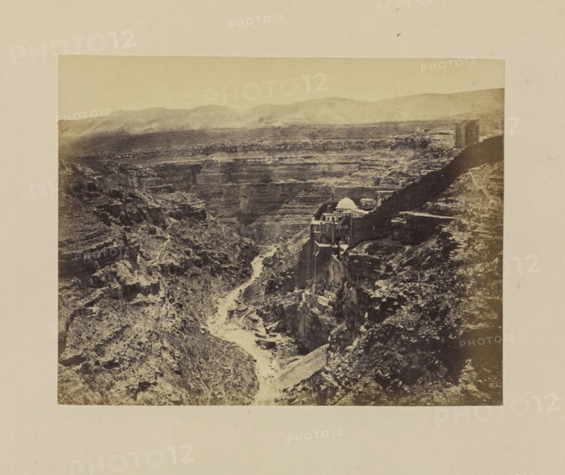 Mar Saba, General View of the Convent and Ravine of the Kidron; Francis Bedford, English, 1815,1816 - 1894, London, England