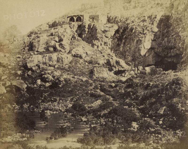 Banias - The Upper Source of the Jordan River, and The Chapel of St. George; Francis Bedford, English, 1815,1816 - 1894, London