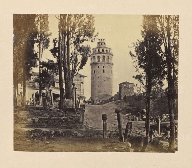 Constantinople, Tower of Galata and Portion of a Turkish Cemetery; Francis Bedford, English, 1815,1816 - 1894, London, England