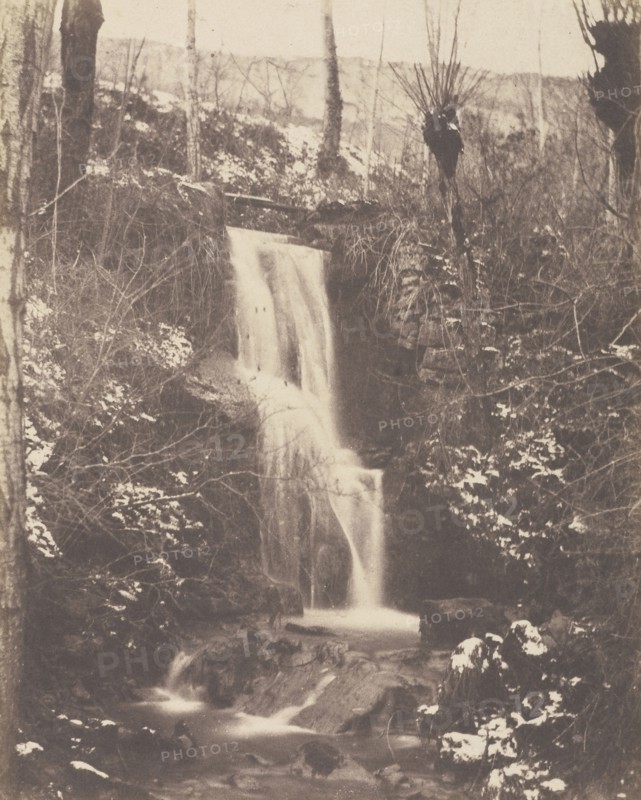 Forest Scene with Waterfall and Stream; French, Louis Désiré Blanquart-Evrard, French, 1802 - 1872, Lille, France; 1853; Salted