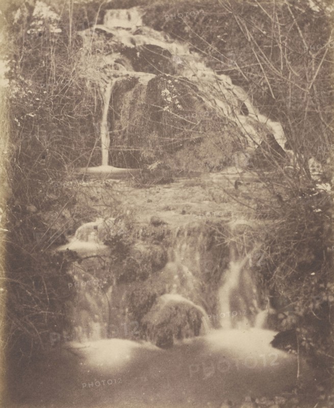 Landscape with Waterfall; French, Louis Désiré Blanquart-Evrard, French, 1802 - 1872, Lille, France; 1853; Salted paper print