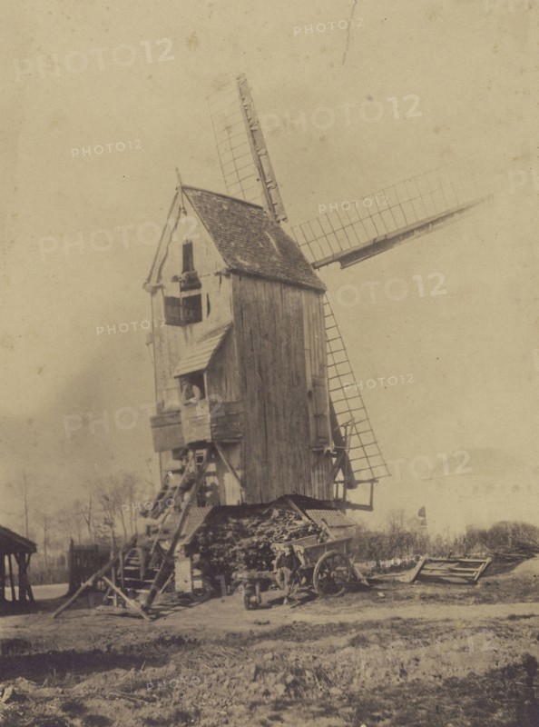 Windmill; French, Louis Désiré Blanquart-Evrard, French, 1802 - 1872, Lille, France; 1853; Salted paper print; 16.4 cm, 6 7,16