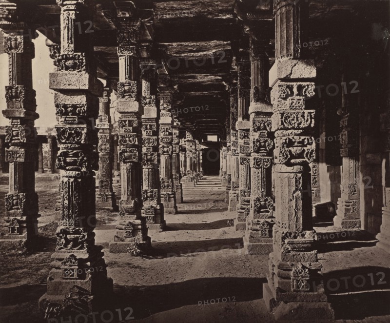 Interior of the Colonnade of Hindoo Pillars at the Kootub; Bourne & Shepherd, English, founded 1863, London, England; 1877