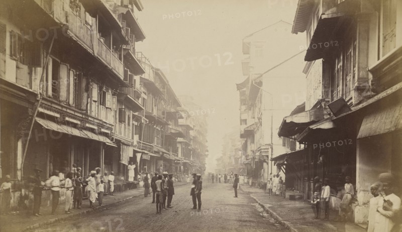 Borat Bazaar, Bombay; Mumbai, India; about 1863 - 1874; Albumen silver print