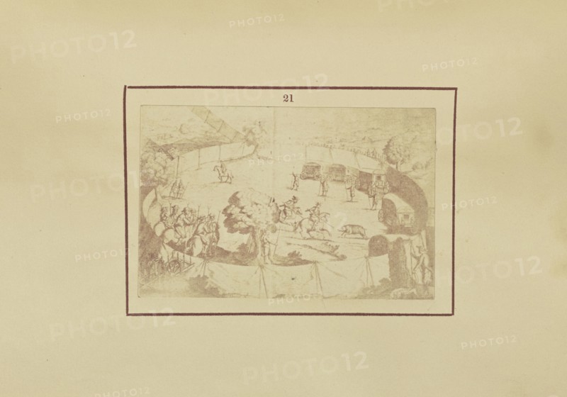 Wild Boars in an Enclosure; Nikolaas Henneman, British, 1813 - 1893, London, England; 1847; Salted paper print; 4.8 × 7.3 cm