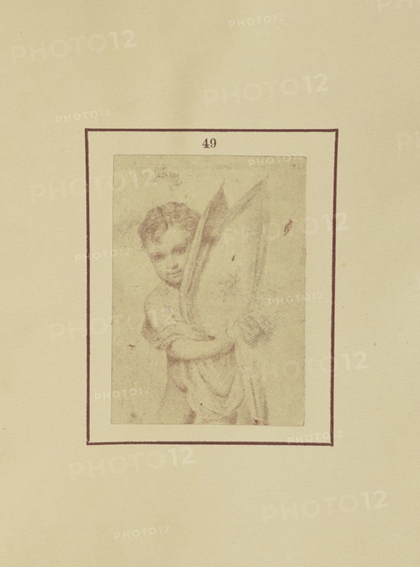 Cherub with a Mitre; Nikolaas Henneman, British, 1813 - 1893, London, England; 1847; Salted paper print; 5.1 × 3.5 cm