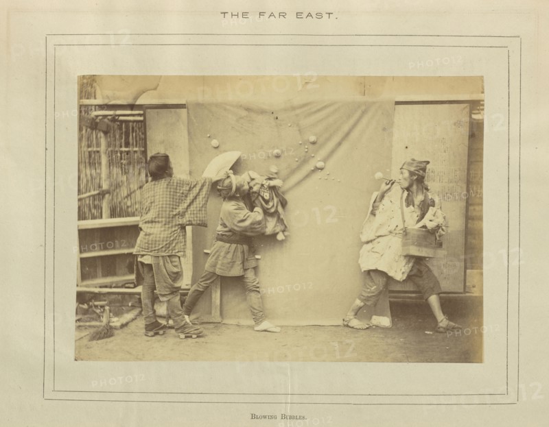 Blowing Bubbles; Tokyo, Japan; 1874; Albumen silver print