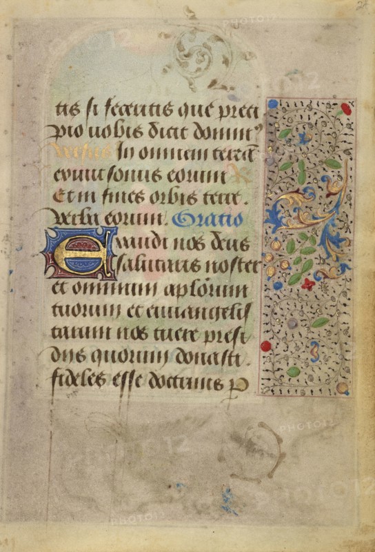 Decorated Text Page; Nicolas Spierinc, Flemish, active 1455 - 1499, Antwerp, illuminated, Belgium; 1469; Tempera colors, gold
