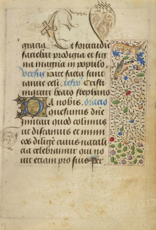 Decorated Text Page; Nicolas Spierinc, Flemish, active 1455 - 1499, Antwerp, illuminated, Belgium; 1469; Tempera colors, gold