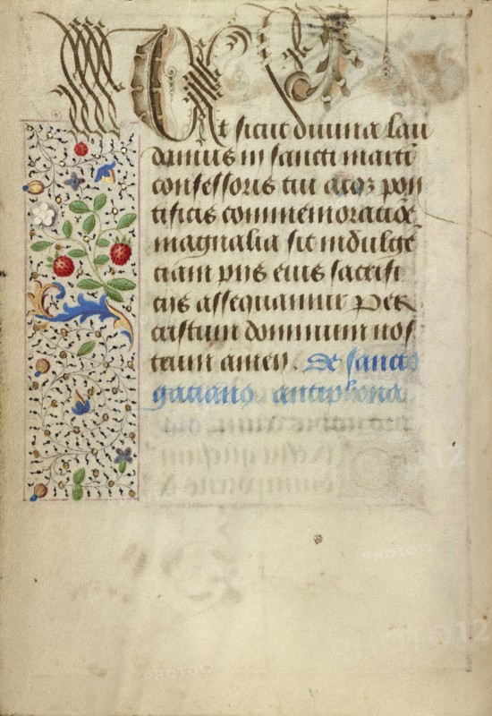 Decorated Text Page; Nicolas Spierinc, Flemish, active 1455 - 1499, Antwerp, illuminated, Belgium; 1469; Tempera colors, gold