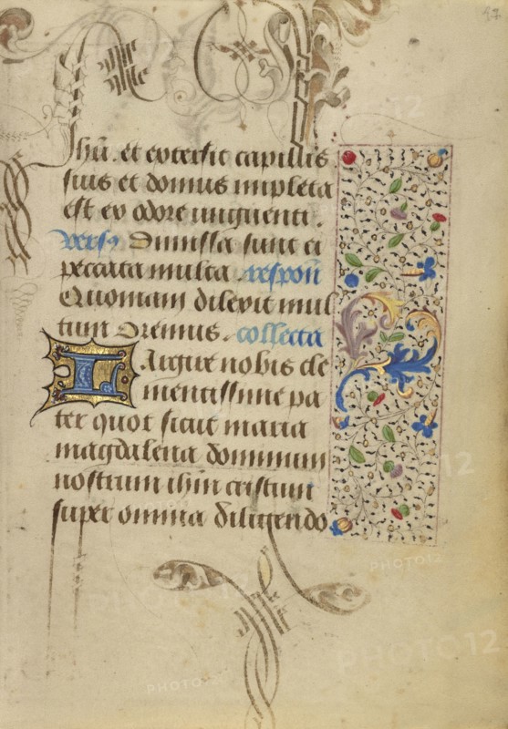 Decorated Text Page; Nicolas Spierinc, Flemish, active 1455 - 1499, Ghent, written, Belgium; 1469; Tempera colors, gold leaf