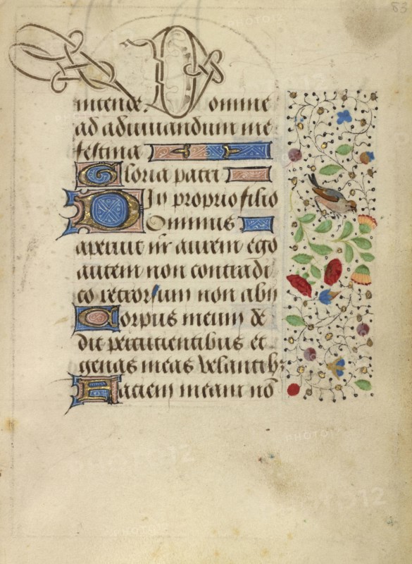 Decorated Text Page; Nicolas Spierinc, Flemish, active 1455 - 1499, Antwerp, illuminated, Belgium; about 1471; Tempera colors