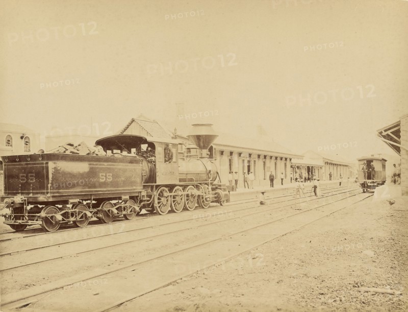 Mexico. The Apizaco Station, Mexican Railroad; Abel Briquet, French, 1833 - ?, Apizaco, Tlaxcala, Mexico; 1860s - 1880s