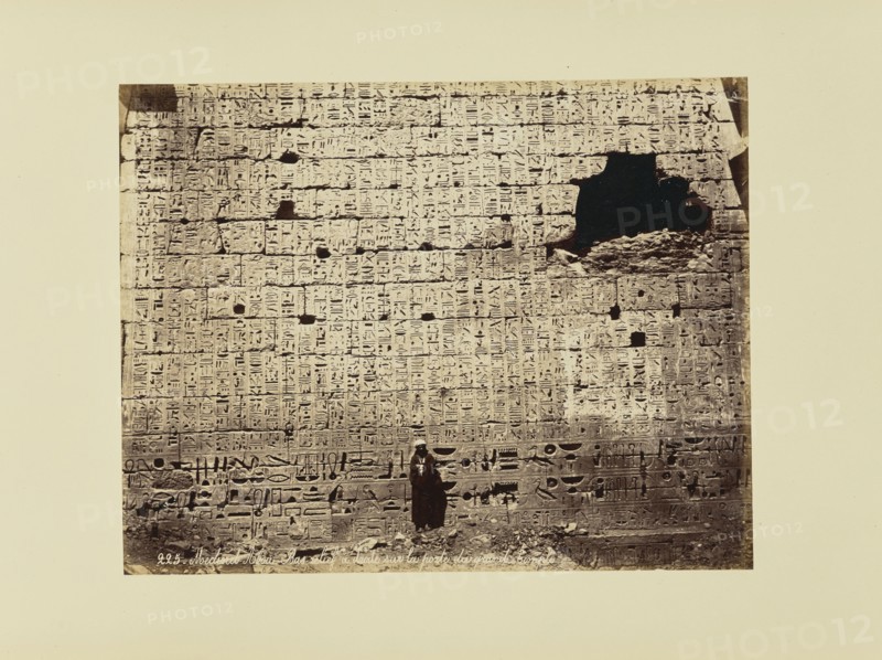 Medinet-Abou - Bas relief á sic droite sur la porte du grand Temple; Félix Bonfils, French, 1831 - 1885, 1870s; Albumen silver
