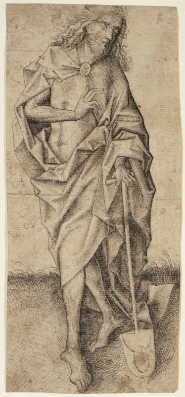 Christ as the Gardener; Upper Rhenish Master, German, active about 1470 - 1490, about 1470 - 1490; Pen and gray black ink